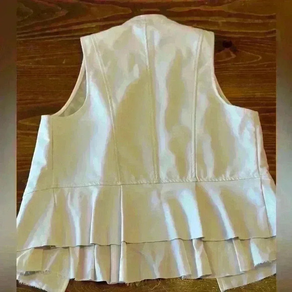 Faux Leather Mixed Media Off-white vest layered raw hem fabric peplum Size S - Picture 4 of 7